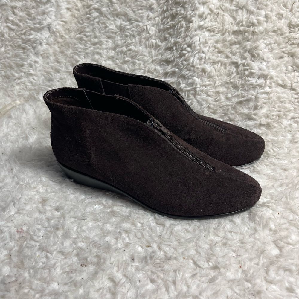 Aerosoles StichnTurn leather suede Brown ankle boots front zipper size 11